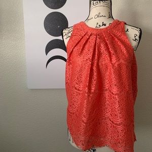 Coral lace sleeveless top